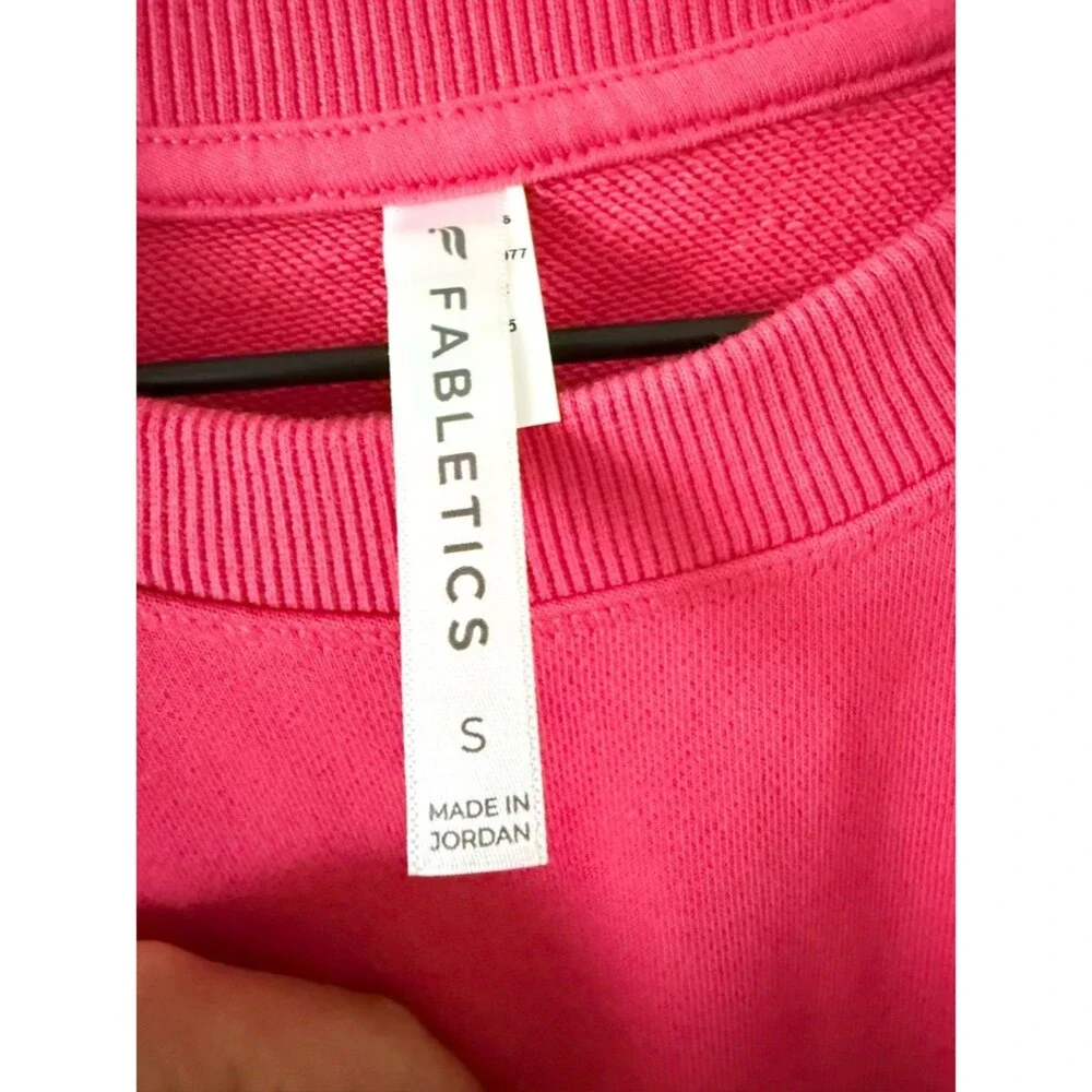 Fabletics Hot Pink Year Round Terry Crewneck Sweatshirt Size S Relaxed Fit - Picture 6 of 8